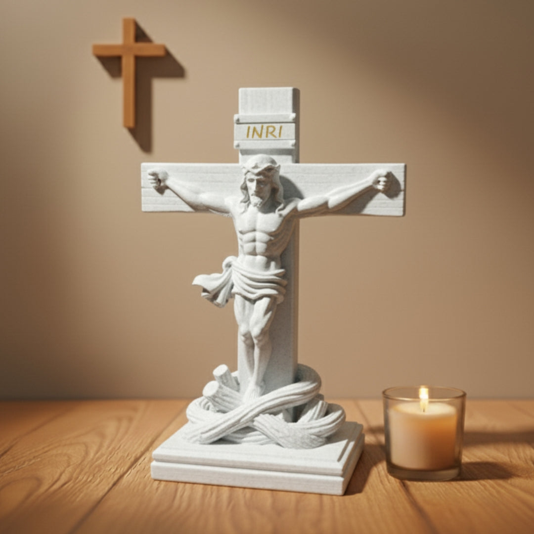 Jesus Crucificado | Inscrição Dourada | 25cm