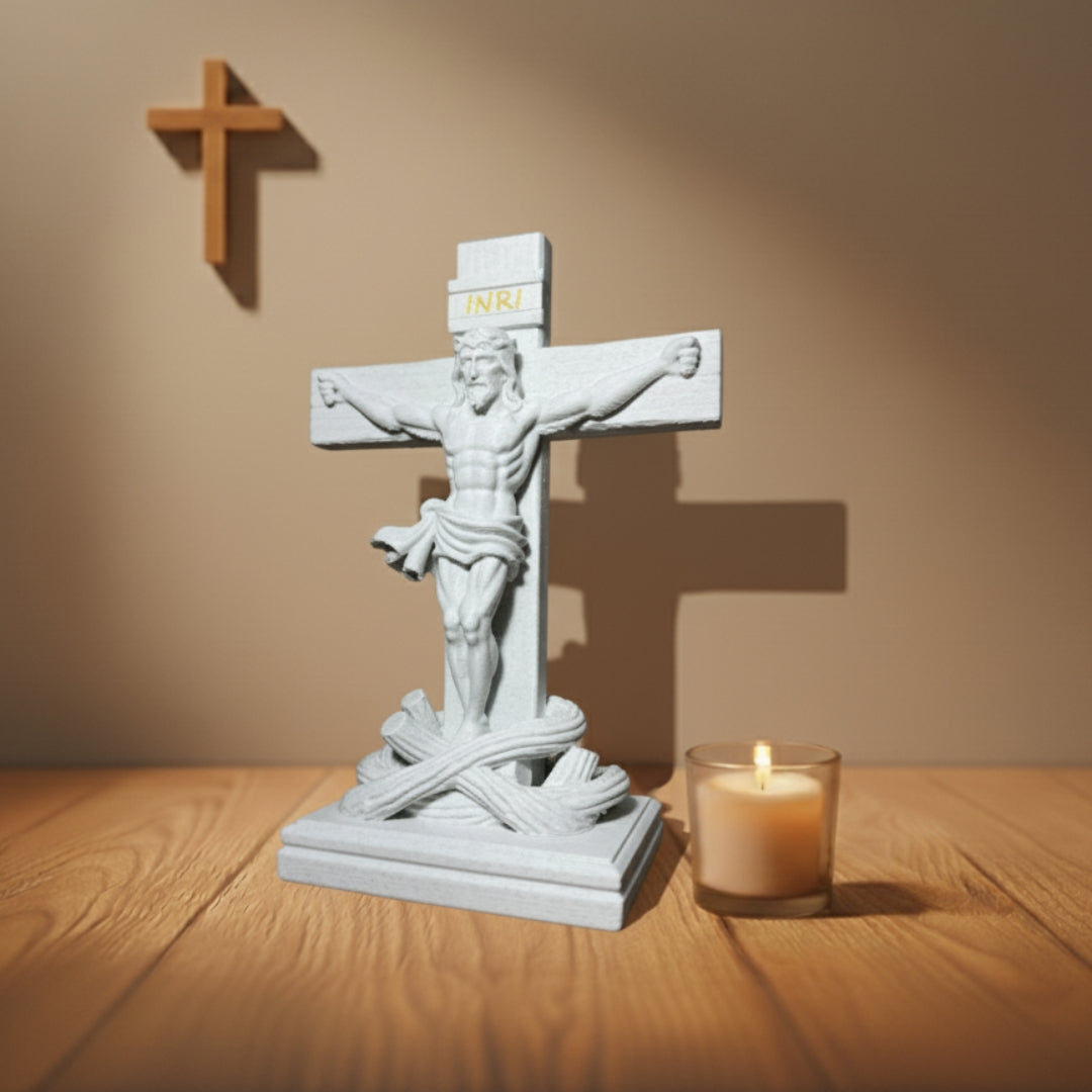 Jesus Crucificado | Inscrição Dourada | 25cm