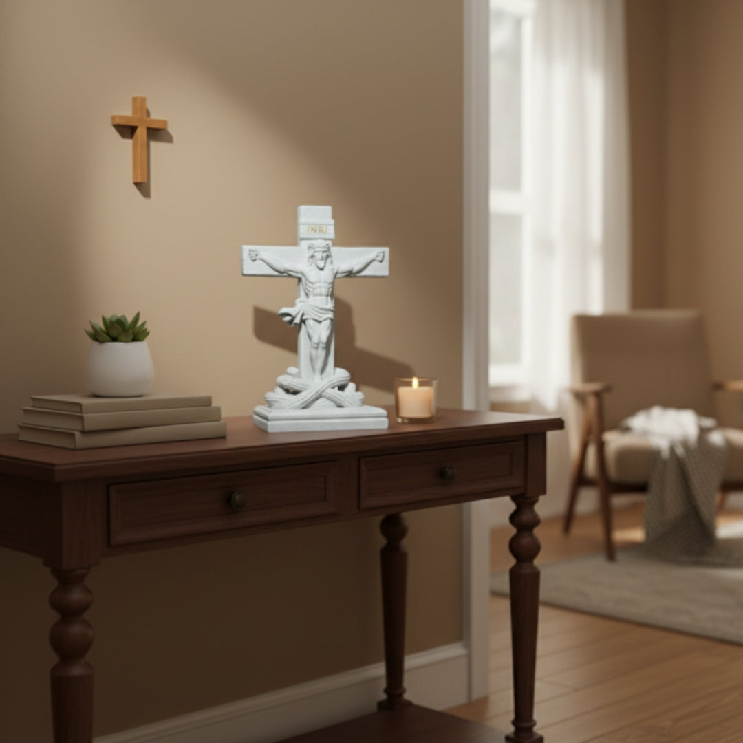 Jesus Crucificado | Inscrição Dourada | 25cm