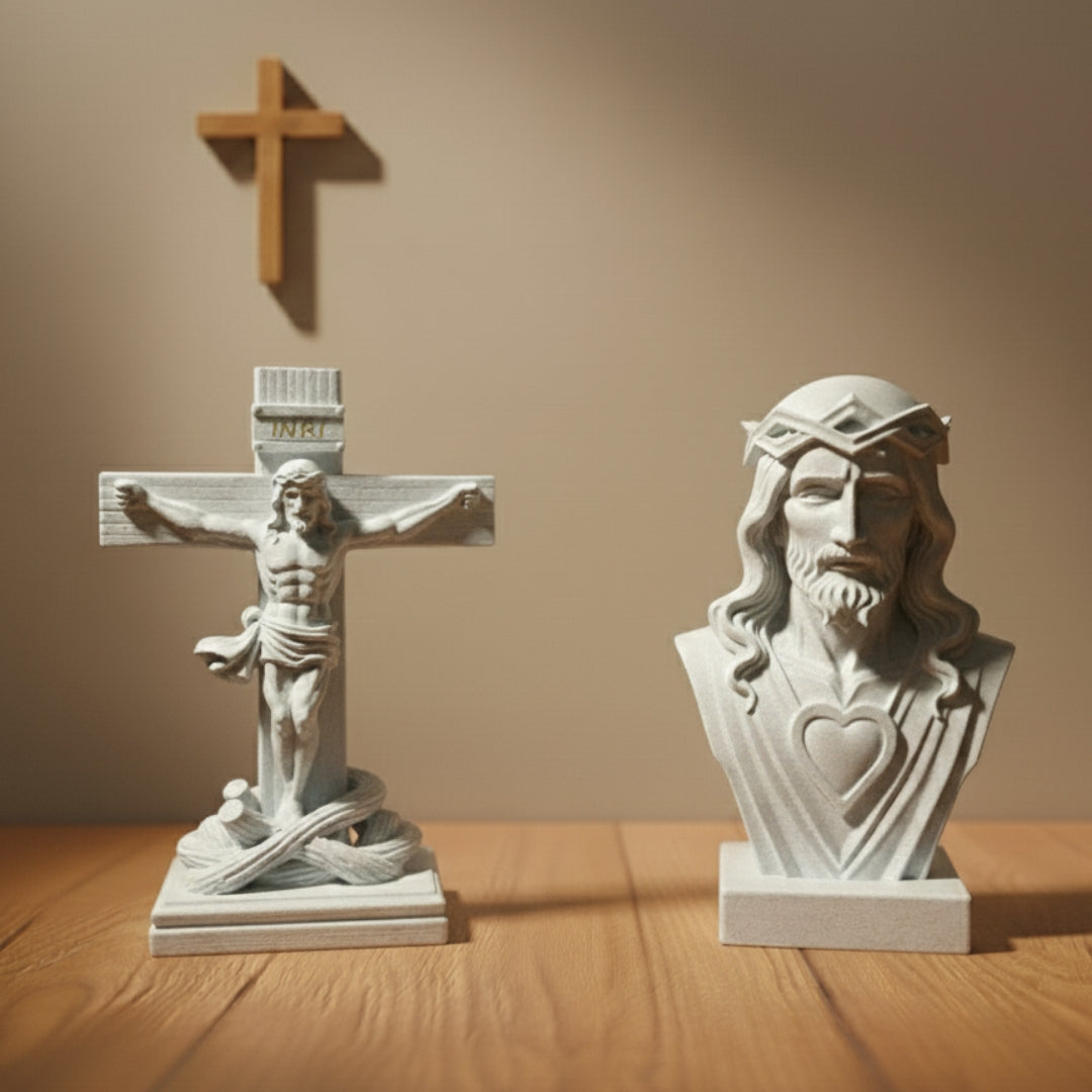 Jesus Crucificado + Sagrado Coração | 25cm